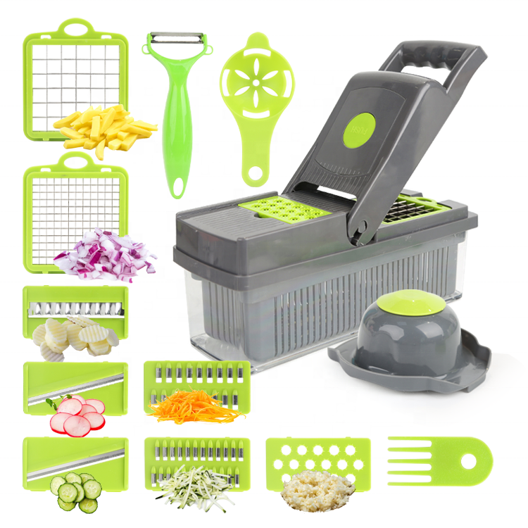 Gloway Kitchen Gadget Many Spec. 14 In 1 Manual 8 Blade Multi Functional Dicer Tools Vegetable Cutter Chopper Veggies Slicer