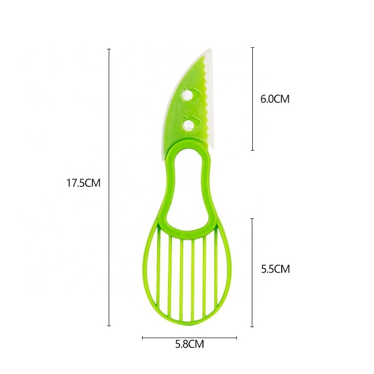 Gloway Manufacturer LOGO Green Plastic Avocado Knife Slicer Pitter Grip Handle 3-In-1 Avocado Slicer Cutter Tool Avocade Peeler