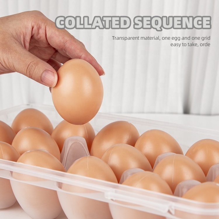 Gloway 18 Grid Stackable Egg Tray Storage Box With Lid Plastic Egg Shape Egg Container Organizer For Refrigerator