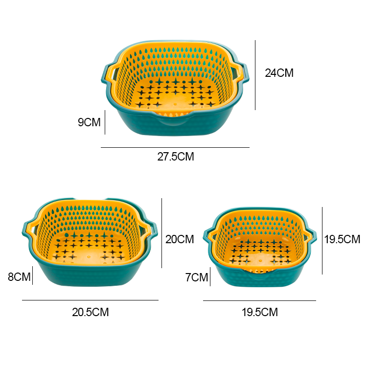 Gloway Household Double Layer Multi-Function Sink Strainer Food Washing Bowl Fruit Drain Basket Vegetable Plastic Drain Basket