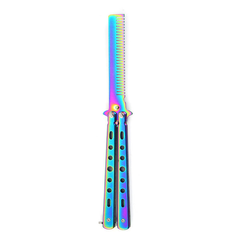 Wholesale Private Brand Training Foldable Comb Stainless Steel Pocket Folding Butterfly Knife Comb