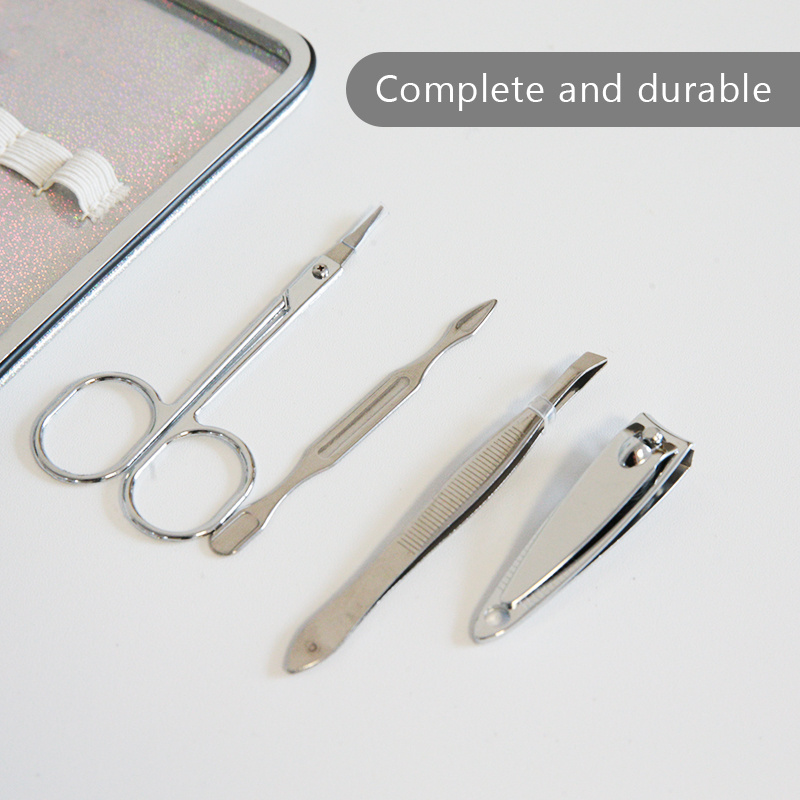 Nail Care Tools Makeup Scissors Tweezers Stainless Steel 4Pcs Manicure Set Nail Clippers Pedicure Kit With Case