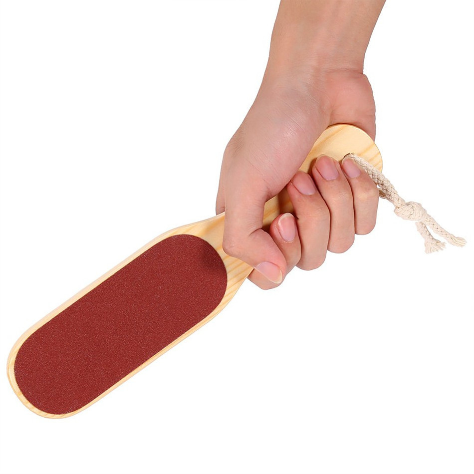 Gloway Pedicure Tool Double-Sided Wooden Pedicure Feet Scrubber Foot File Callus Remover With Wooden Handle