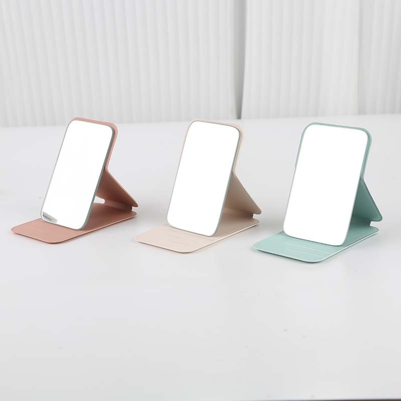 Gloway PU Leather Case Cover Travel Square Stainless Steel Compact Mini Tabletop Desktop Foldable Cosmetic Mirror Pocket Mirror