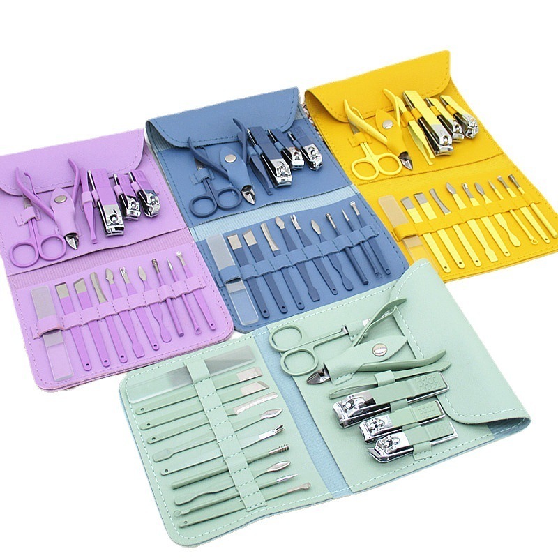 Professional 12Pcs 16Pcs Full Set Nail Care Tools Portable Manicure Set Nail Clippers Set Pedicure Kit With Pu Storage Bag