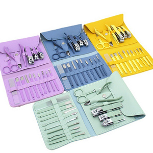 Professional 12Pcs 16Pcs Full Set Nail Care Tools Portable Manicure Set Nail Clippers Set Pedicure Kit With Pu Storage Bag