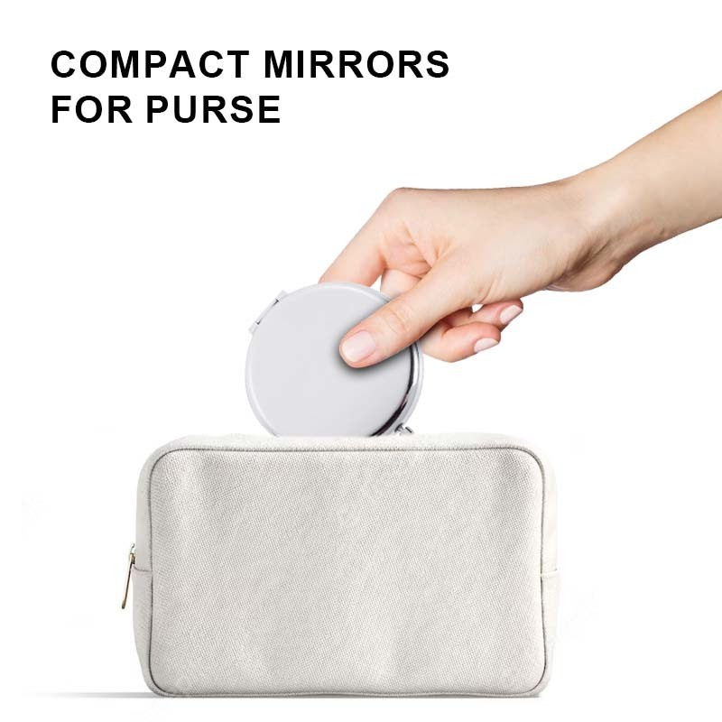 Double Sided 1X 2X Magnifying Mini Small Folding Compact Cosmetic Mirror Pocket Makeup Mirror For Promotional Holiday Gift