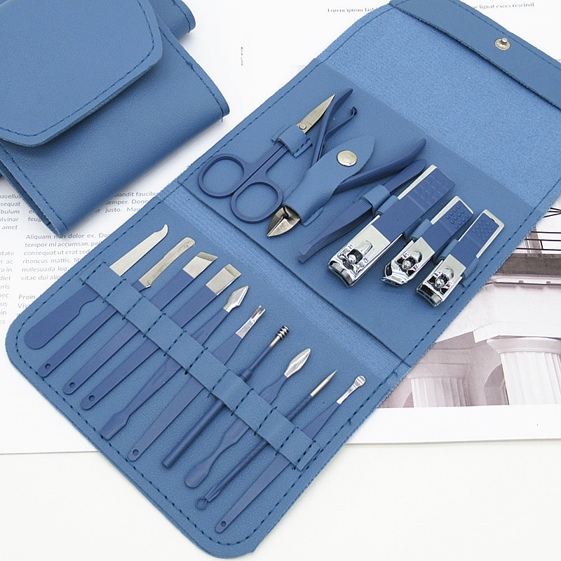 Professional 12Pcs 16Pcs Full Set Nail Care Tools Portable Manicure Set Nail Clippers Set Pedicure Kit With Pu Storage Bag