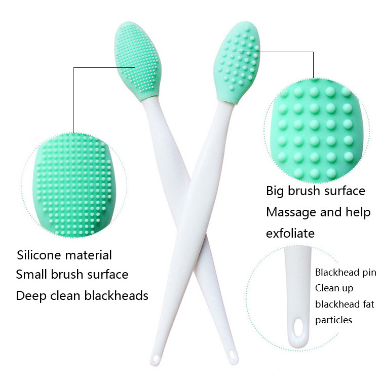 Beauty Tools Double-Sided Exfoliating Blackhead Silicone Cleaning Remover Brush Blackhead Nose Cleaning Brush