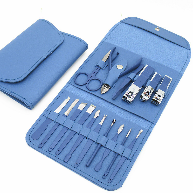 Professional 12Pcs 16Pcs Full Set Nail Care Tools Portable Manicure Set Nail Clippers Set Pedicure Kit With Pu Storage Bag