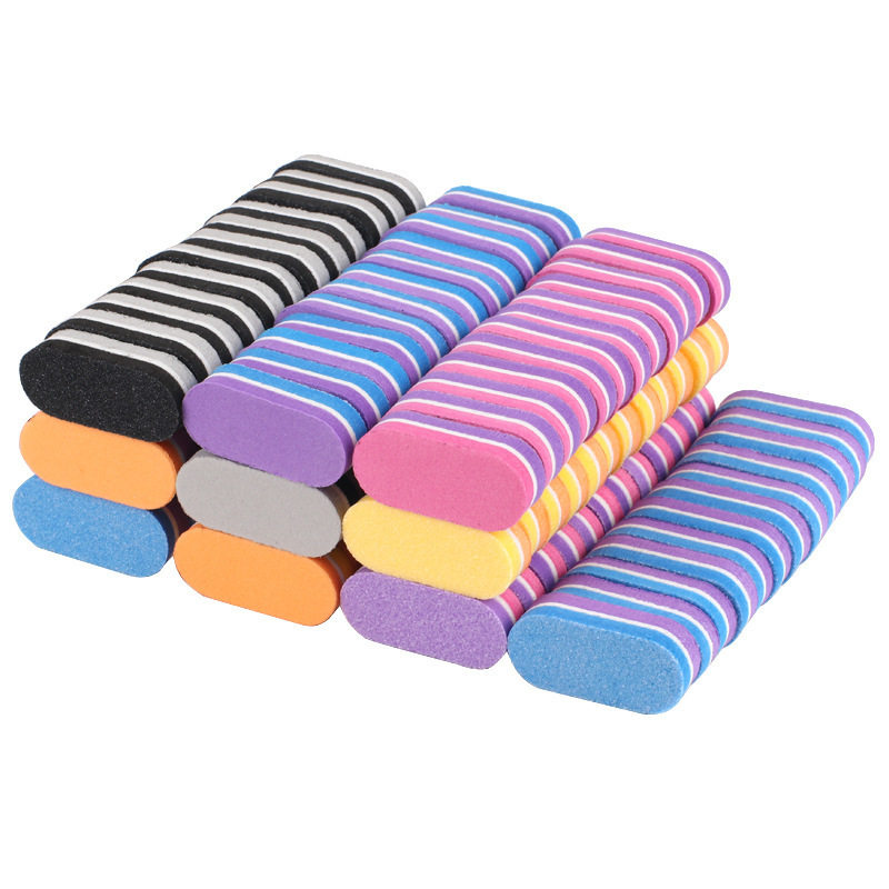 Multi-Colors Manicure Tools Double Sided Mini Nail Buffers 100/180 Grit Sponge Mini Nail Files Bulk