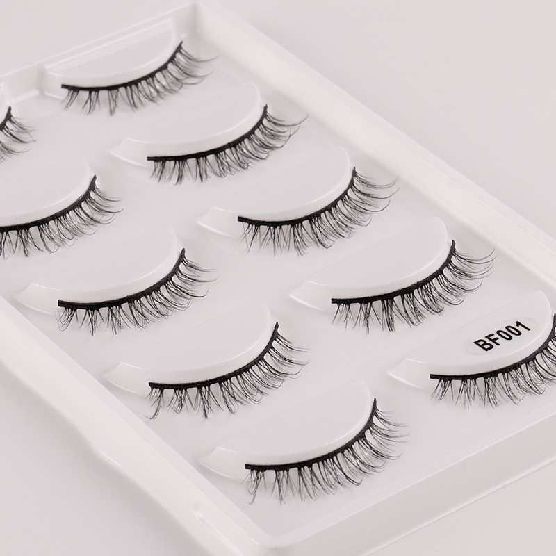 Gloway Reusable Natural Look Asian 5 Pairs Curl Synthetic Lightweight 6D Mink Cat Eye Lash False Eyelashes Fake Eye Lashes