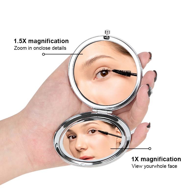 Double Sided 1X 2X Magnifying Mini Small Folding Compact Cosmetic Mirror Pocket Makeup Mirror For Promotional Holiday Gift