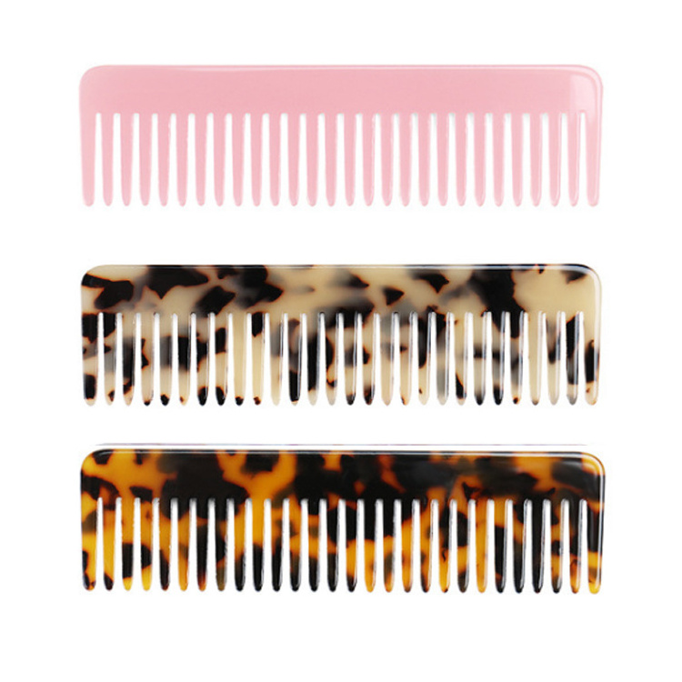 Hot Sale Custom Logo Retro Environmental Protection Acetate Comb Hair Wide Tooth Comb