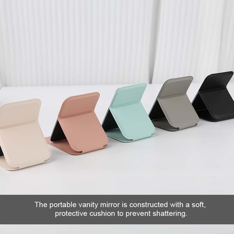 Gloway PU Leather Case Cover Travel Square Stainless Steel Compact Mini Tabletop Desktop Foldable Cosmetic Mirror Pocket Mirror