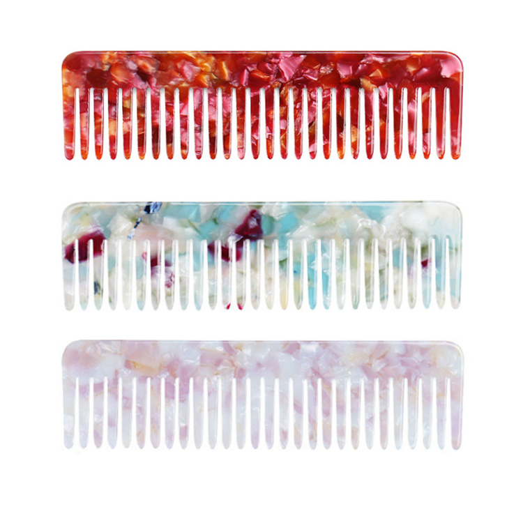 Hot Sale Custom Logo Retro Environmental Protection Acetate Comb Hair Wide Tooth Comb