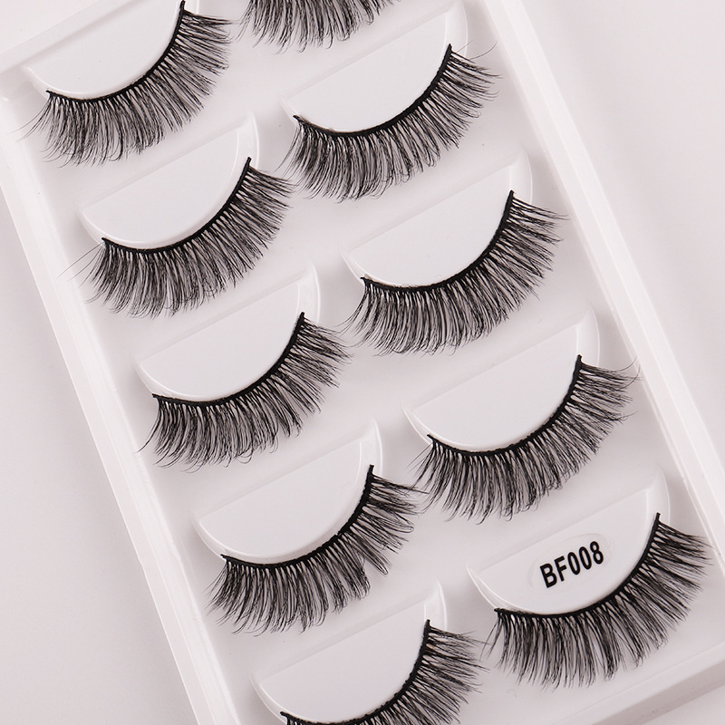 Gloway Reusable Natural Look Asian 5 Pairs Curl Synthetic Lightweight 6D Mink Cat Eye Lash False Eyelashes Fake Eye Lashes