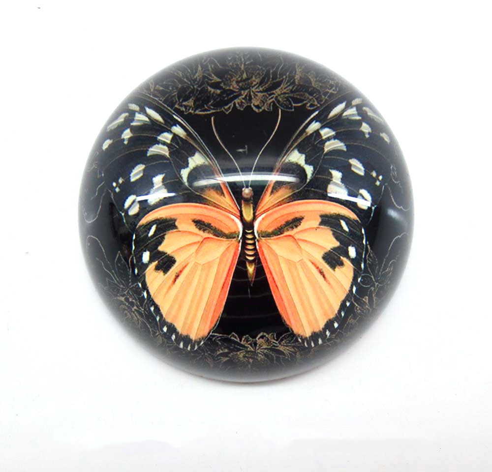 80mm hemisphere butterfly crystal glass dome paperweight for home decoration