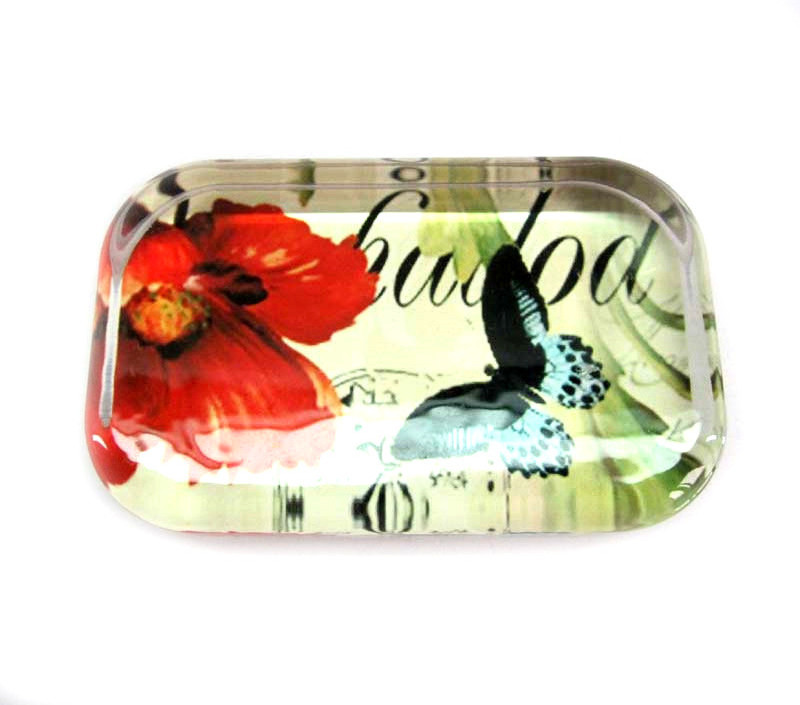 wholesale butterfly and flower designs rectangle crystal  paperweight