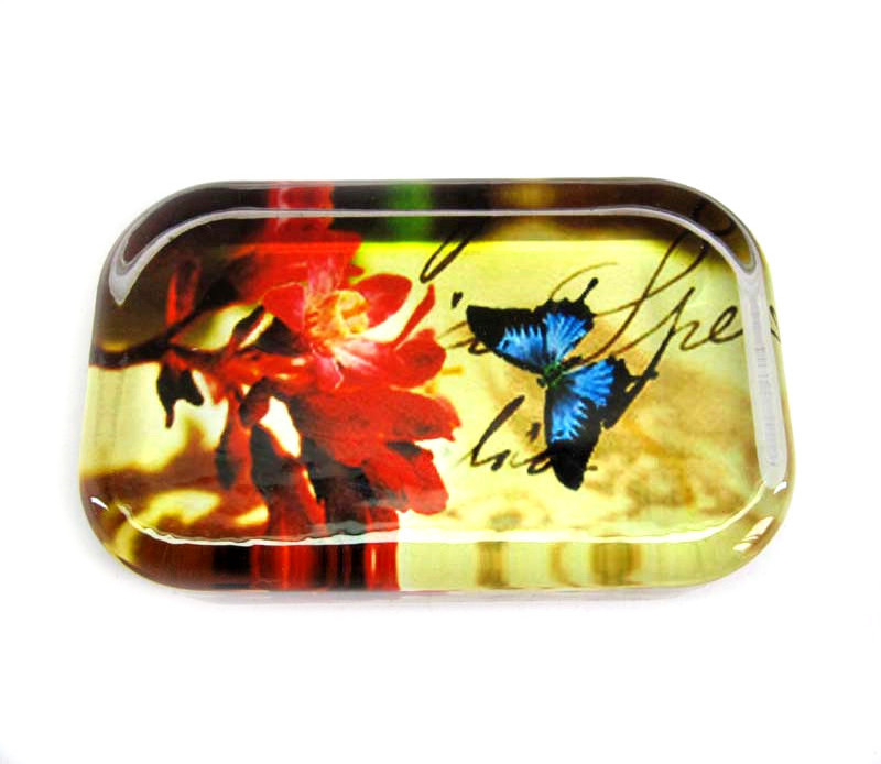 wholesale butterfly and flower designs rectangle crystal  paperweight