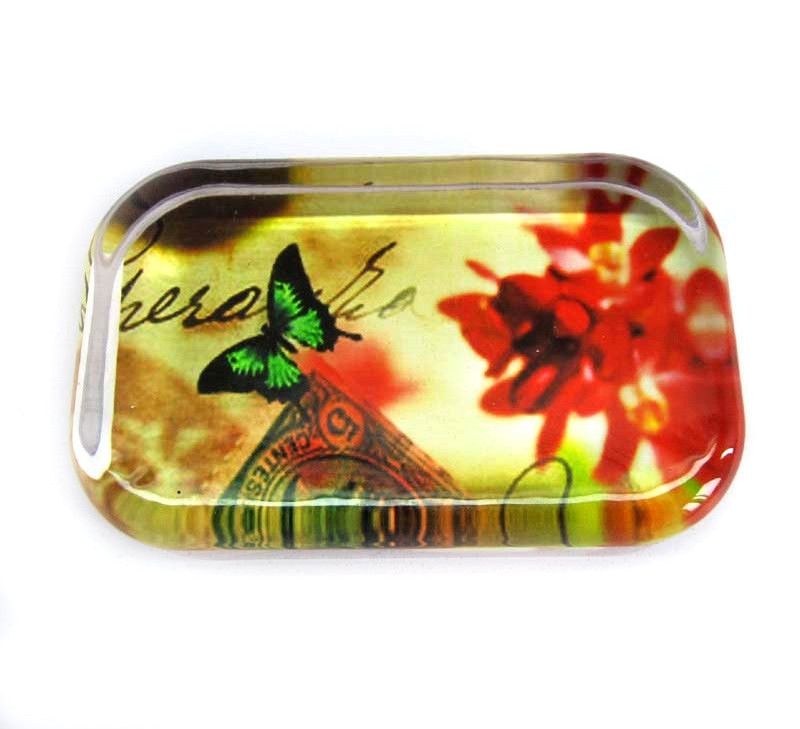 wholesale butterfly and flower designs rectangle crystal  paperweight