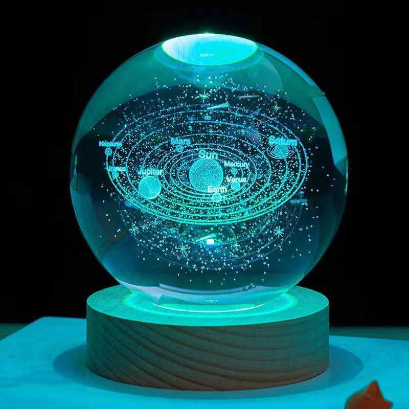 wholesale galaxy cloud luminous global crystal ball globe 3d solar system crystal ball crystal crafts