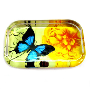 wholesale butterfly and flower designs rectangle crystal  paperweight