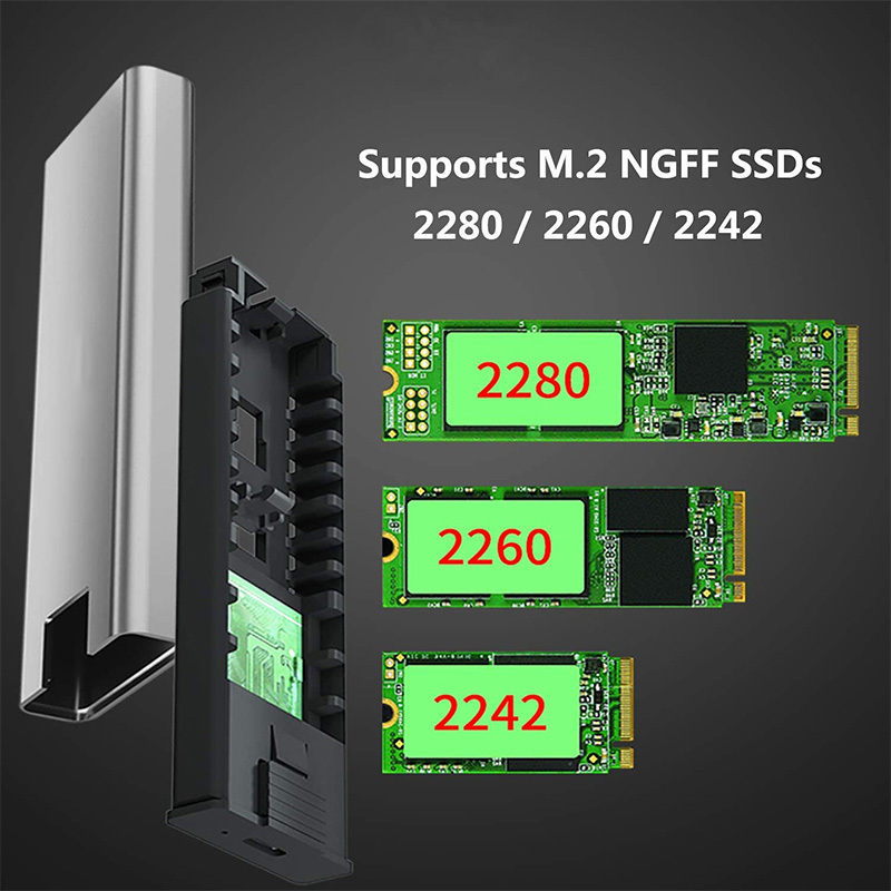 40gbps M.2 NVME SSD sata Enclosure Adapter  USB 3.1 c Gen 2  to NVME PCI-E M-Key Solid State Drive