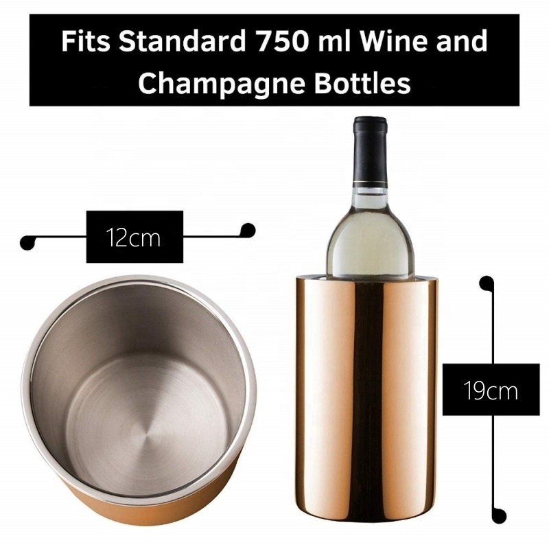 PURPLESEVEN No Ice 1.6L Double Wall Insulated Stainless Steel Wine Bottle Chiller Bucket Iceless Champagne Bottle Cooler