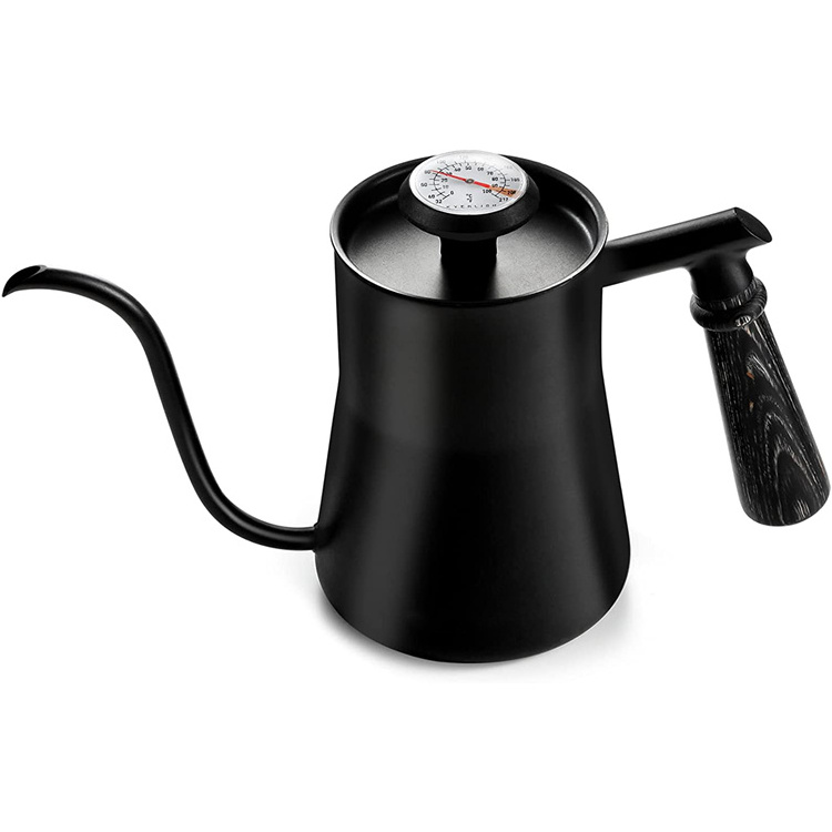 PURPLESEVEN 600ml 20oz Pour Over Kettle with Thermometer Stainless Steel Gooseneck Tea Kettle Spout Pots Drip Coffee Kettle