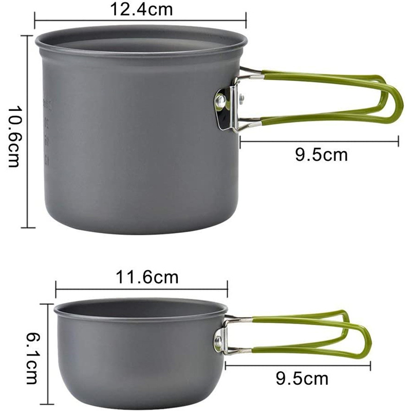 PURPLESEVEN Outdoor Cooking Pot Pans Portable Camping Cookware Mess Kit Camping Cooking Set Ultralight Aluminum Cookware Sets