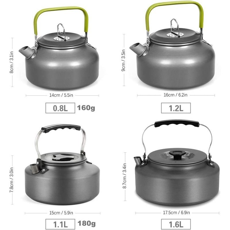 PURPLESEVEN 800ml 1200ml Outdoor Camp Tea Coffee Pot Portable Camping Kettle Cooking Set Ultralight Aluminum Cookware Sets