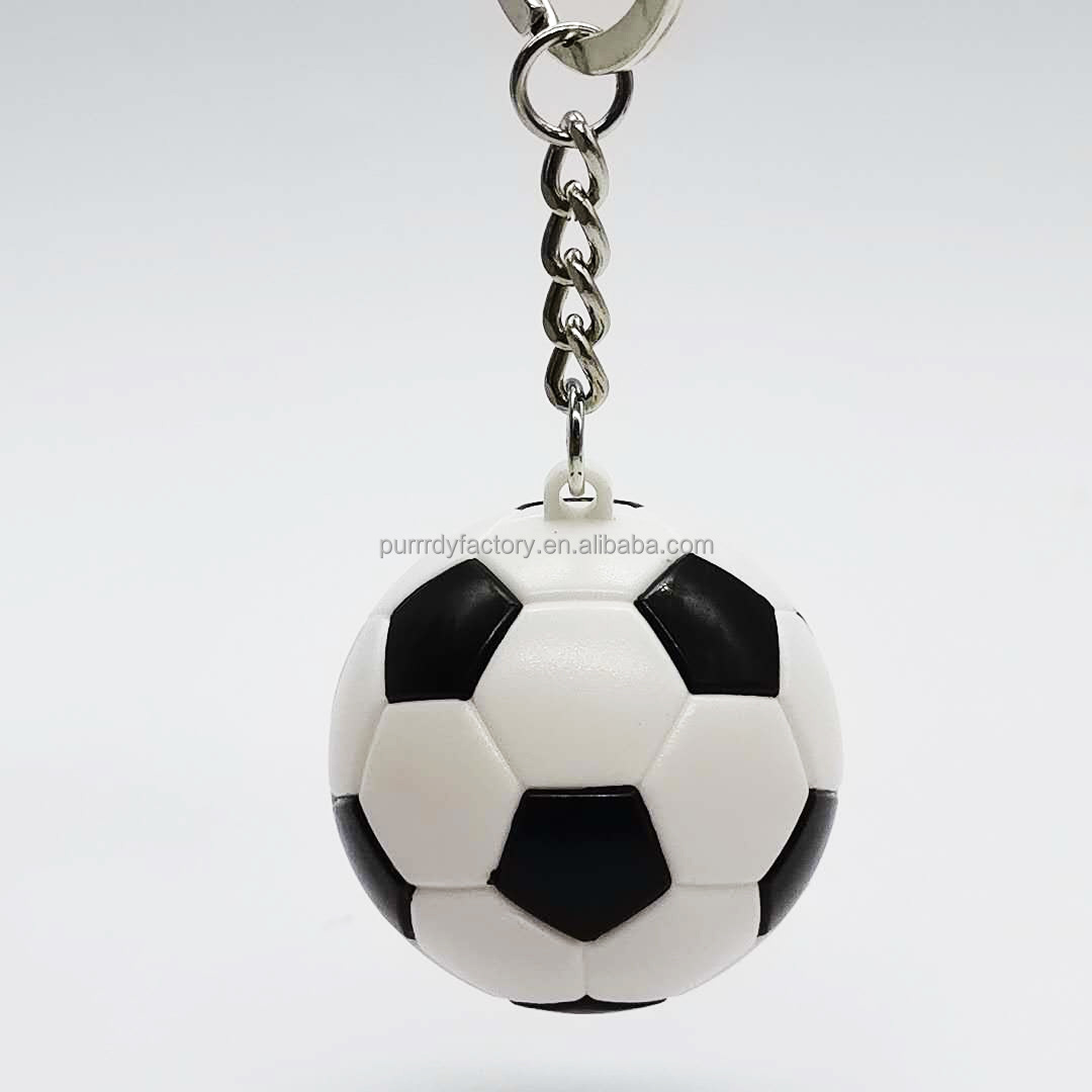 Promotional Gift 4cm Mini Cute 3d Football Metal Key Chain Key Ring Pendant Holder Sport Soccer Ball Team Club Keychains