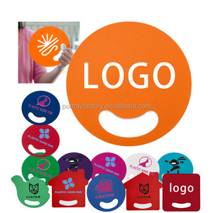 Custom Logo Printed Round Square Shape Pp Plastic Hand Fan Handle Sticks Portable Plastic Square Hand Fan