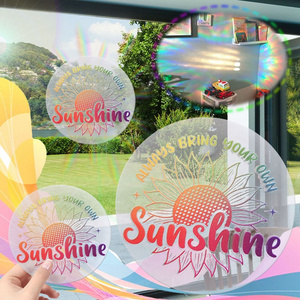 Customized private logo self-adhesive uv vinyl graphics diy rainbow suncatcher sticker glass decal window for windows graphics