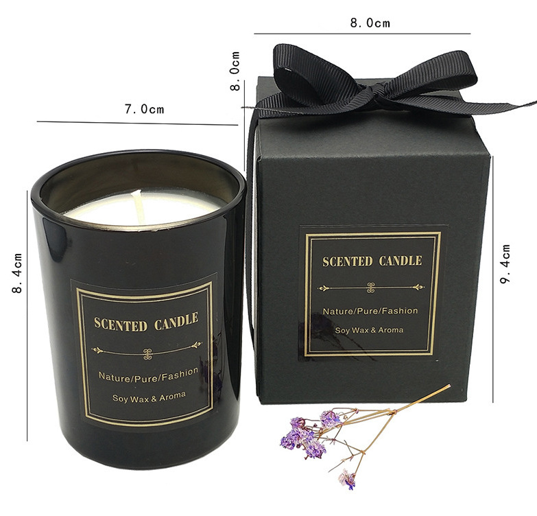 Custom Logo Luxury Candle Personalized Private Label Black Matte Glass Jar Oil Soy Wax Scented Decorative Frosted Candles