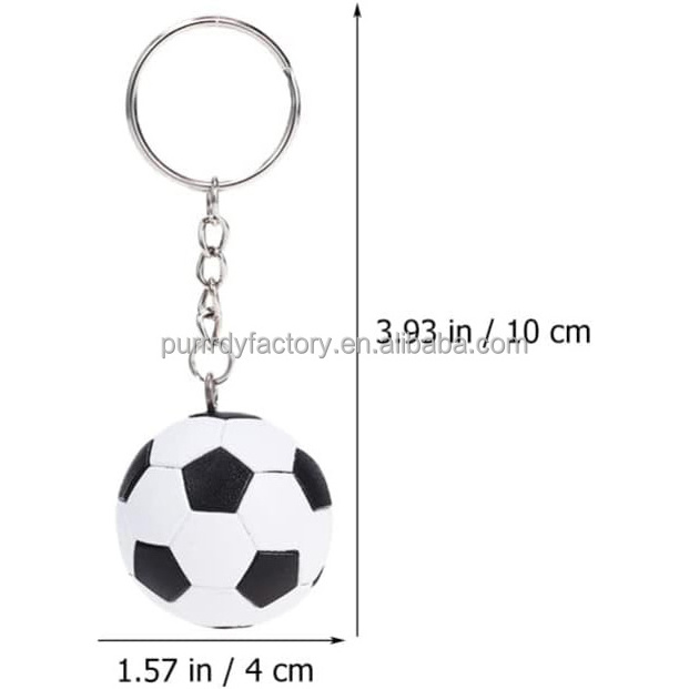 Promotional Gift 4cm Mini Cute 3d Football Metal Key Chain Key Ring Pendant Holder Sport Soccer Ball Team Club Keychains