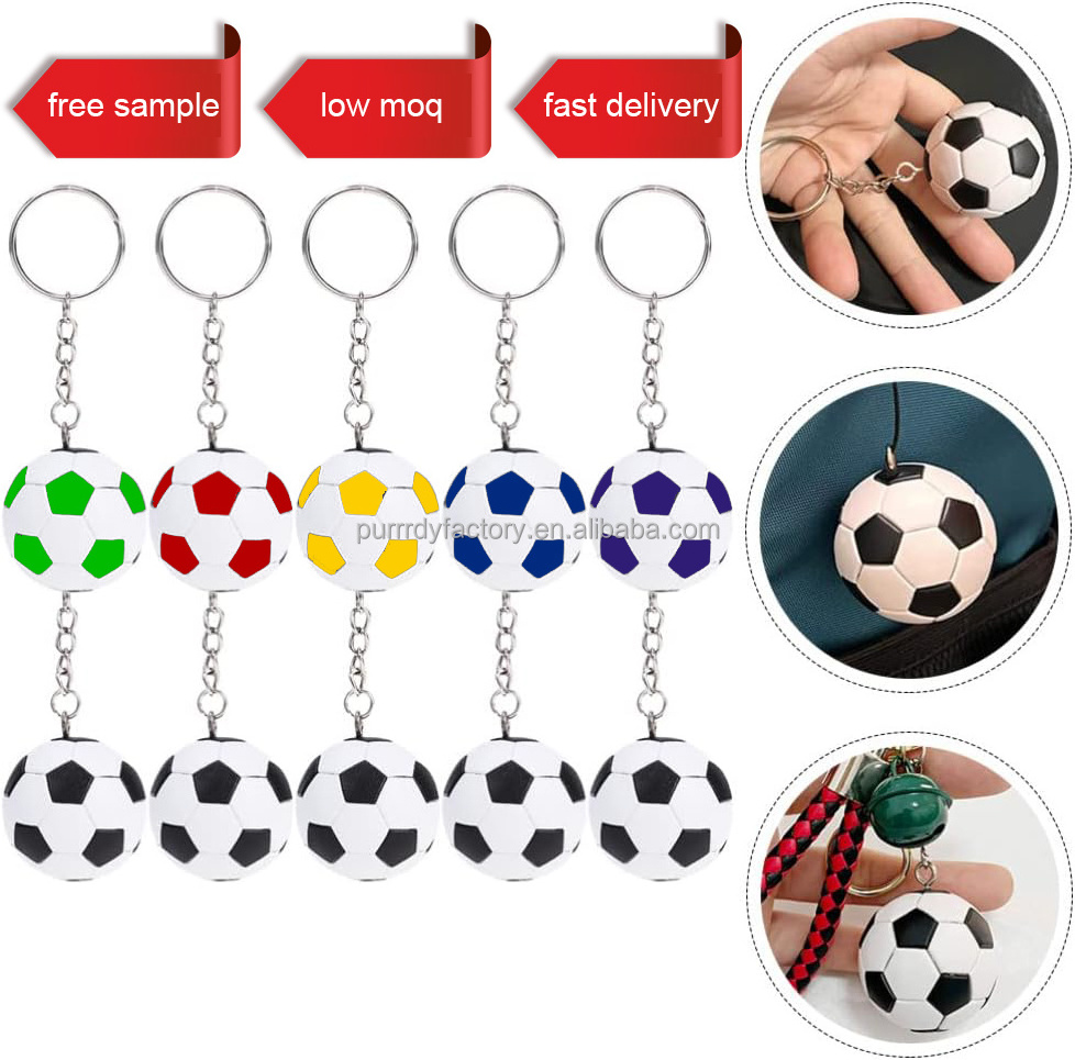 Promotional Gift 4cm Mini Cute 3d Football Metal Key Chain Key Ring Pendant Holder Sport Soccer Ball Team Club Keychains