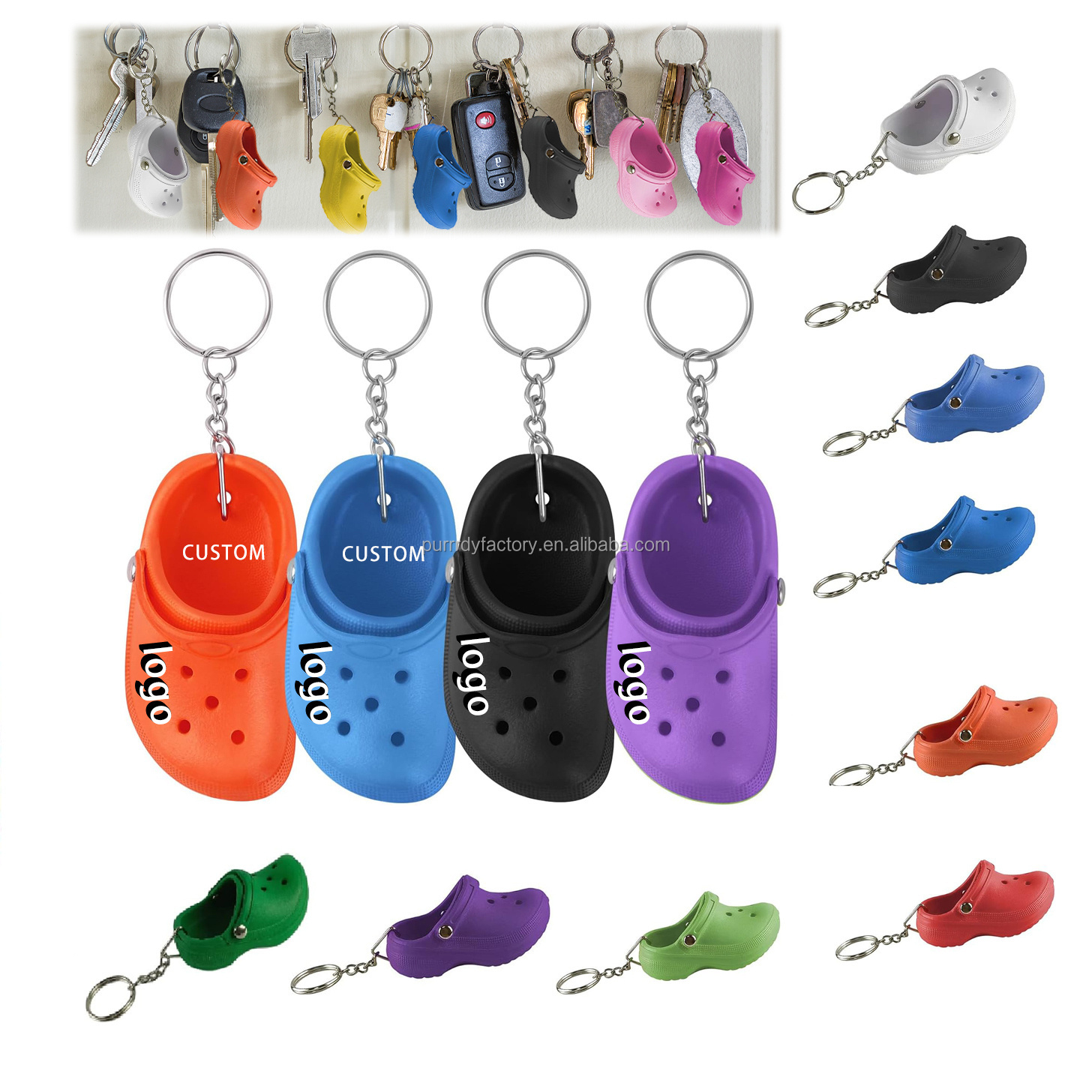 Custom Mini Keychain Rubber Slipper Key chain Shoe For Women Teens Cute Adorable Charms Little Shoes Kids Girls Boys Lovely Key