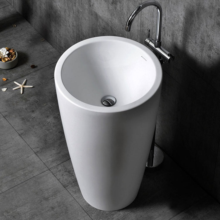 Bathroom pedestal wash basin artificial stone sink