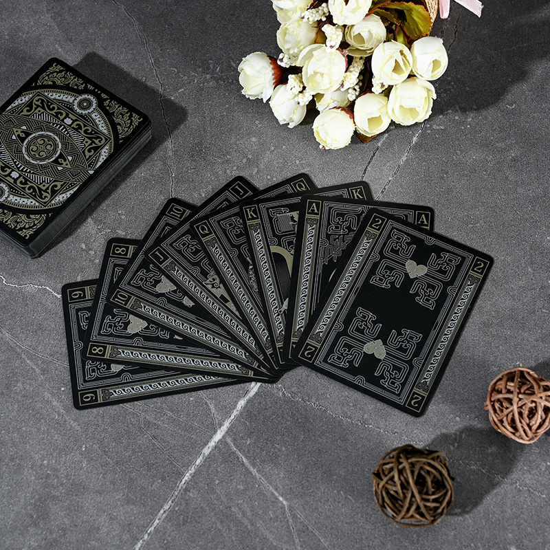 Wholesale Custom 100% Kuwait Royal Plastic Coated Casino PVC Poker Games Waterproof Black Playing Cards Set