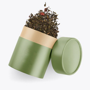 Designer Logo Matte Tea Round Box Kraft Paper Tube Cylinder Tea Packaging Box