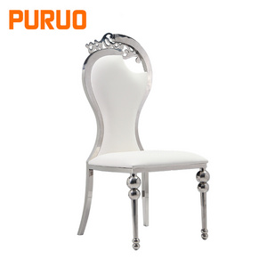 Dining chair leather pu new design metal base for dining furniture