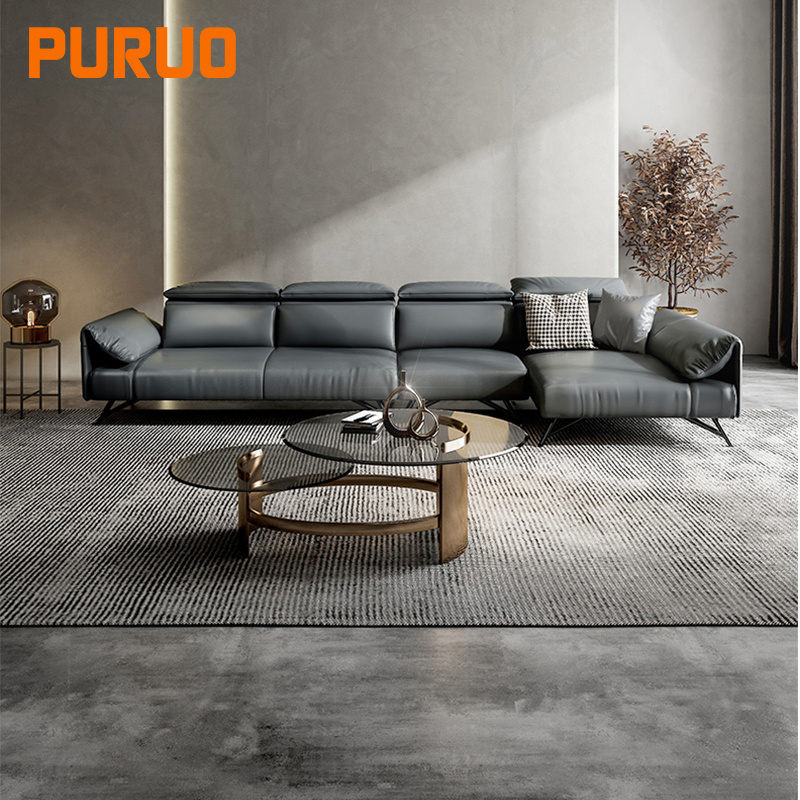 PURUO low cbm high gloss stainless steel coffee tables legs gold tempered glass golden coffee table