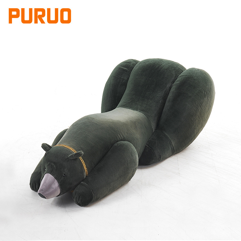 PURUO special shape baby children's animal bear fabric velvet lounge leisure chair