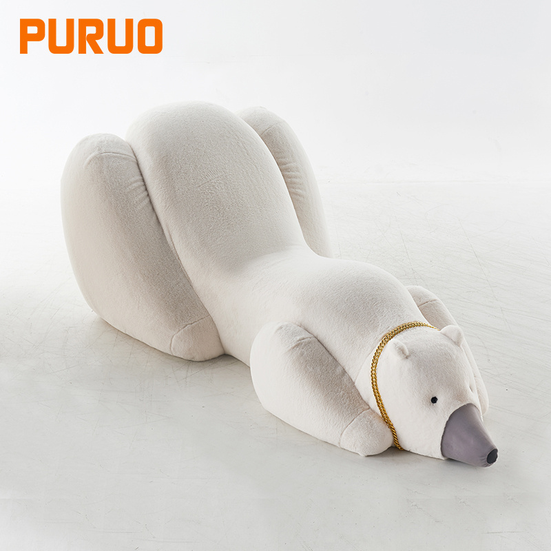 PURUO special shape baby children's animal bear fabric velvet lounge leisure chair