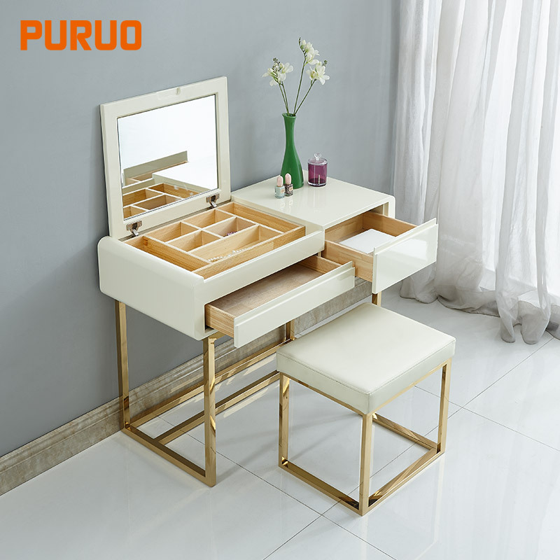 European modern style cosmetic storage mirrored designs dressing table for bedroom furniture