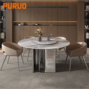 Dining room furniture rotating dining table metal base round dining table