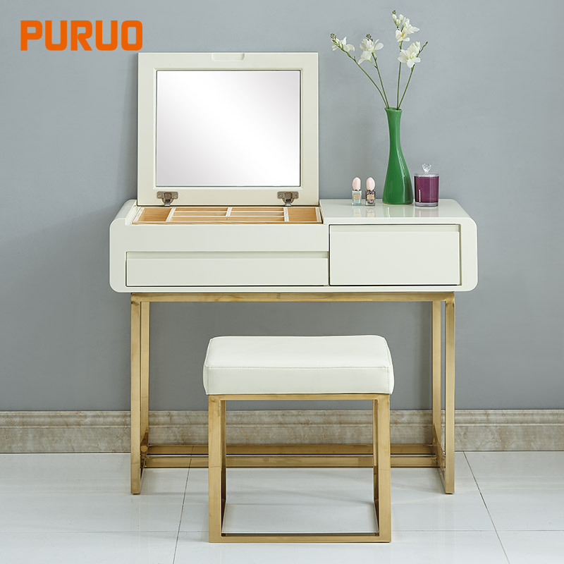 European modern style cosmetic storage mirrored designs dressing table for bedroom furniture