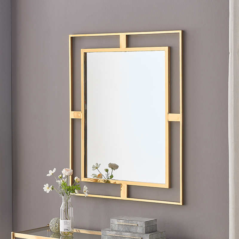 Simple style gold stainless steel frame glass decorative mirror